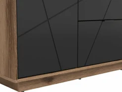 Garderobeskab Fivale 105 (Mørk Delano eg + Sort)