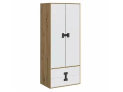 Garderobeskab Florevi 113 (Mat hvid + Artisan eg)