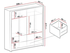 Garderobeskab Honolulu 139 (Grafit)