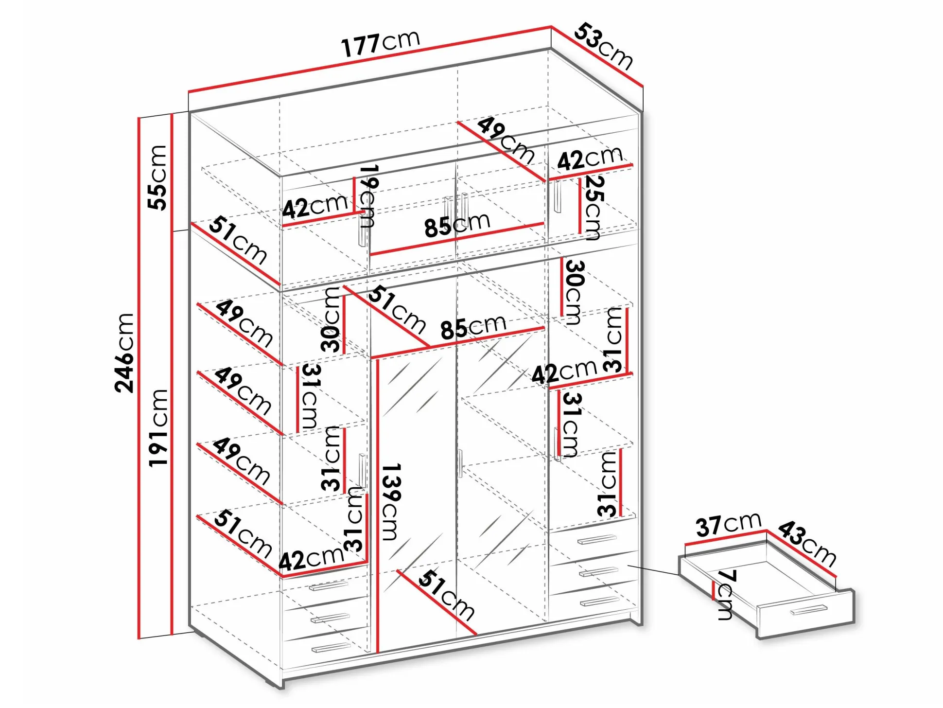 Garderobeskab Novduni 120 (Hvid)