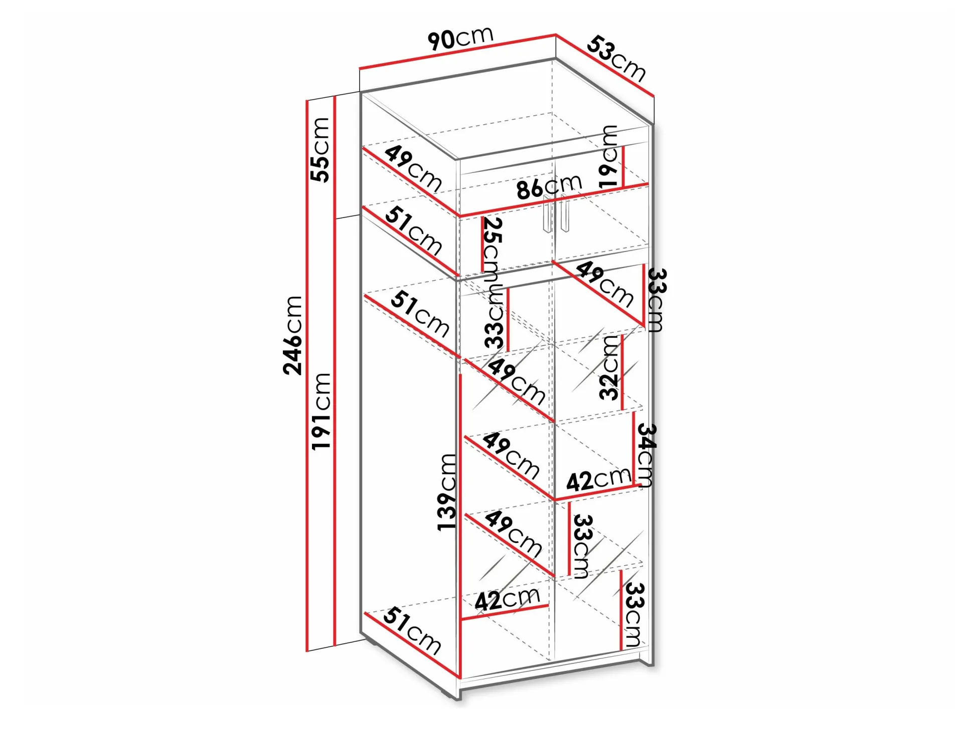 Garderobeskab Novduni 119 (Sonoma eg)