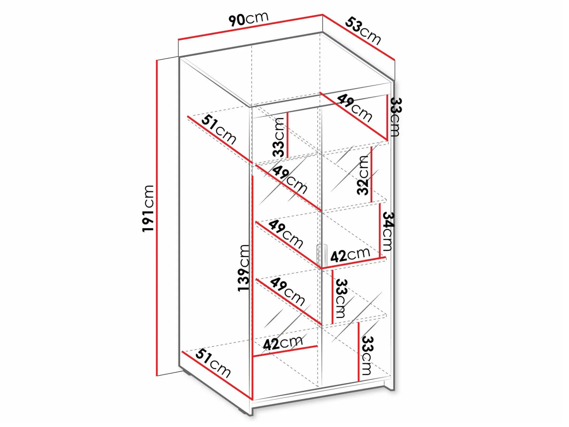 Garderobeskab Novduni 114 (Sonoma eg)