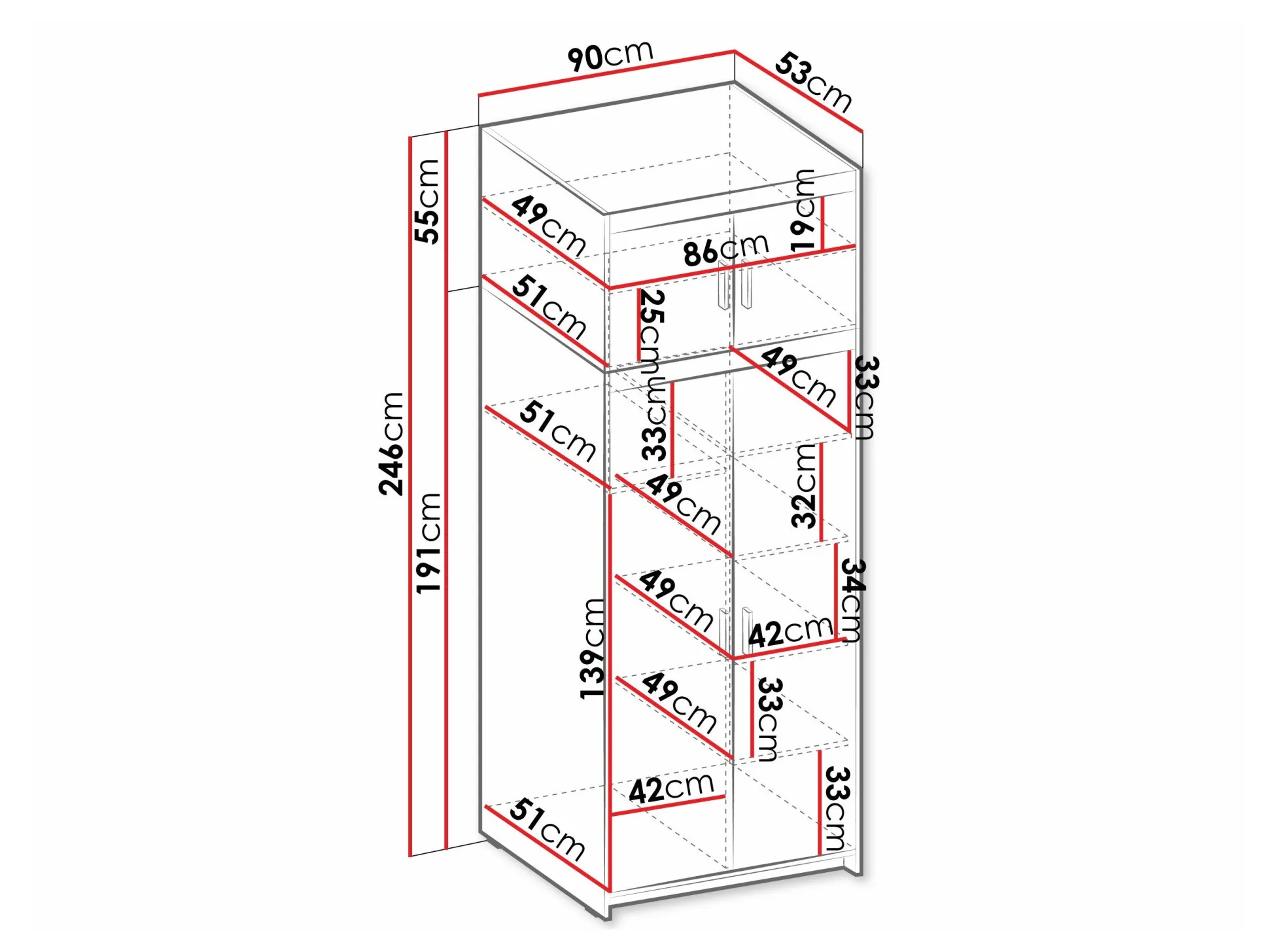 Garderobeskab Novduni 103 (Sonoma eg)