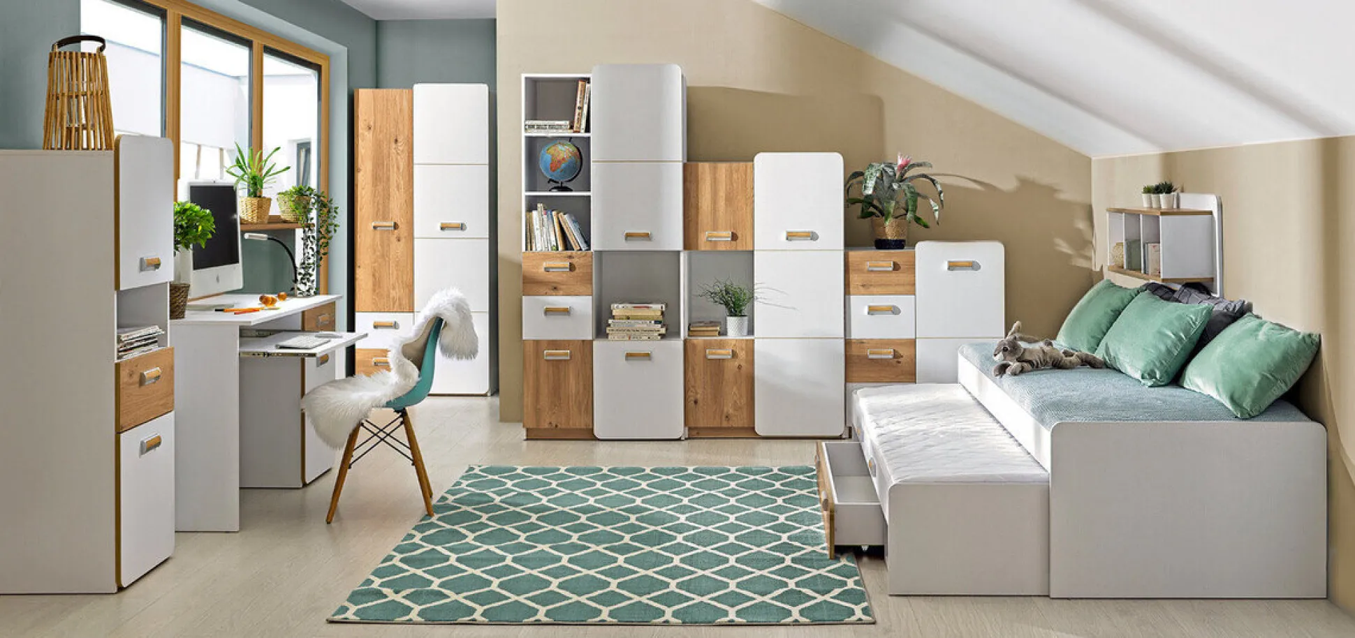 Garderobeskab Ophmora 100 (Egetræ + Hvid)