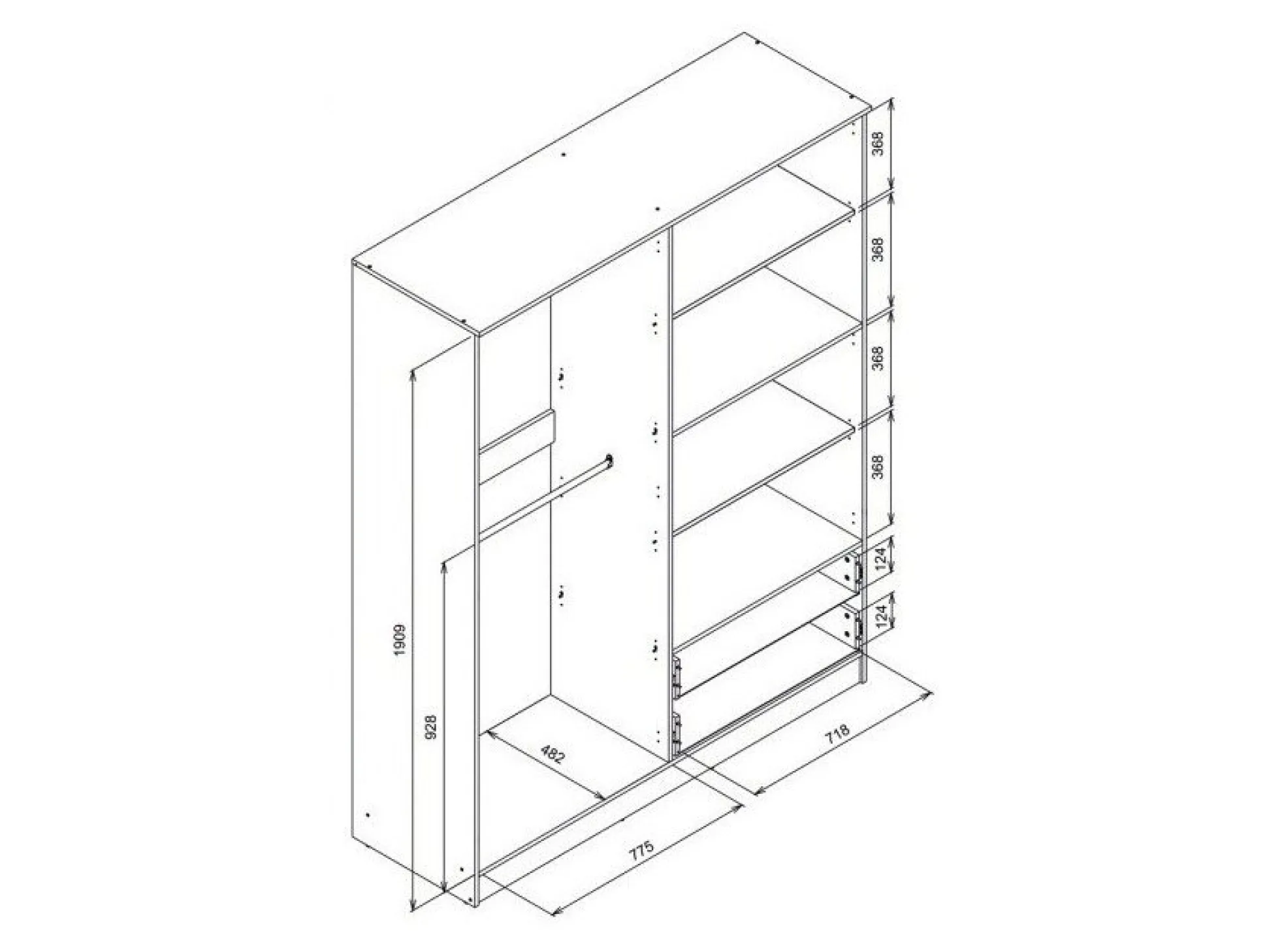 Garderobeskab Orlando 223 (Lys eg)