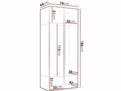 Garderobeskab Pinis I (Artisan eg + Sort)