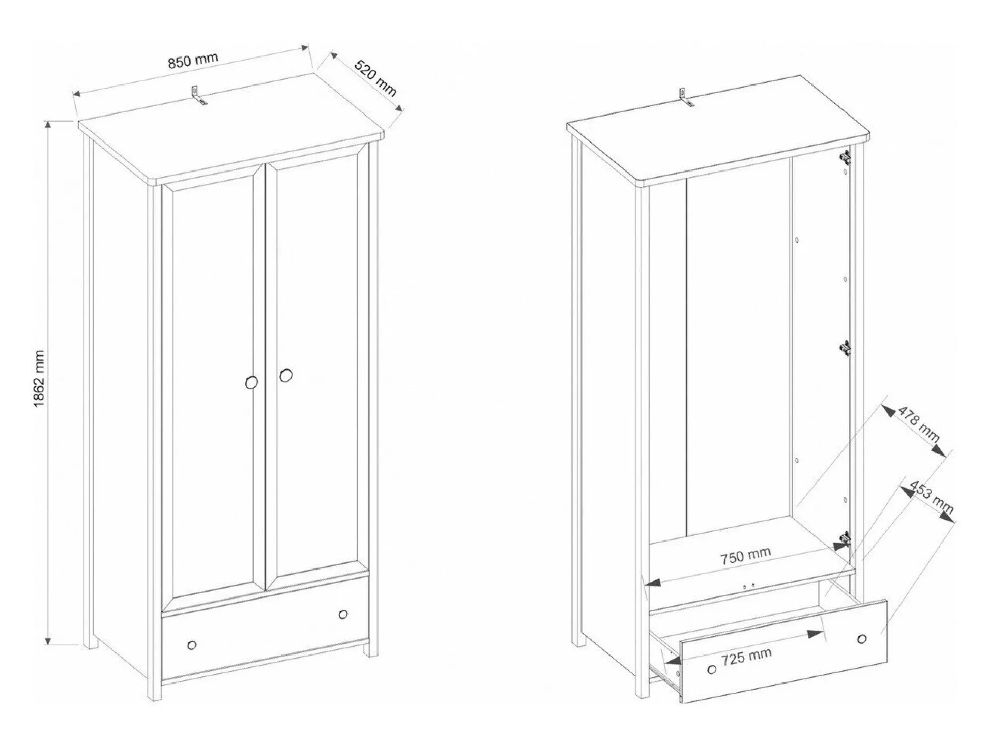Garderobeskab Romelbo 125