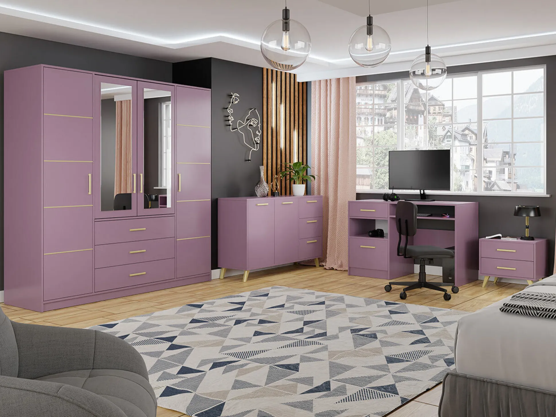 Garderobeskab Rosa I (Lilla)