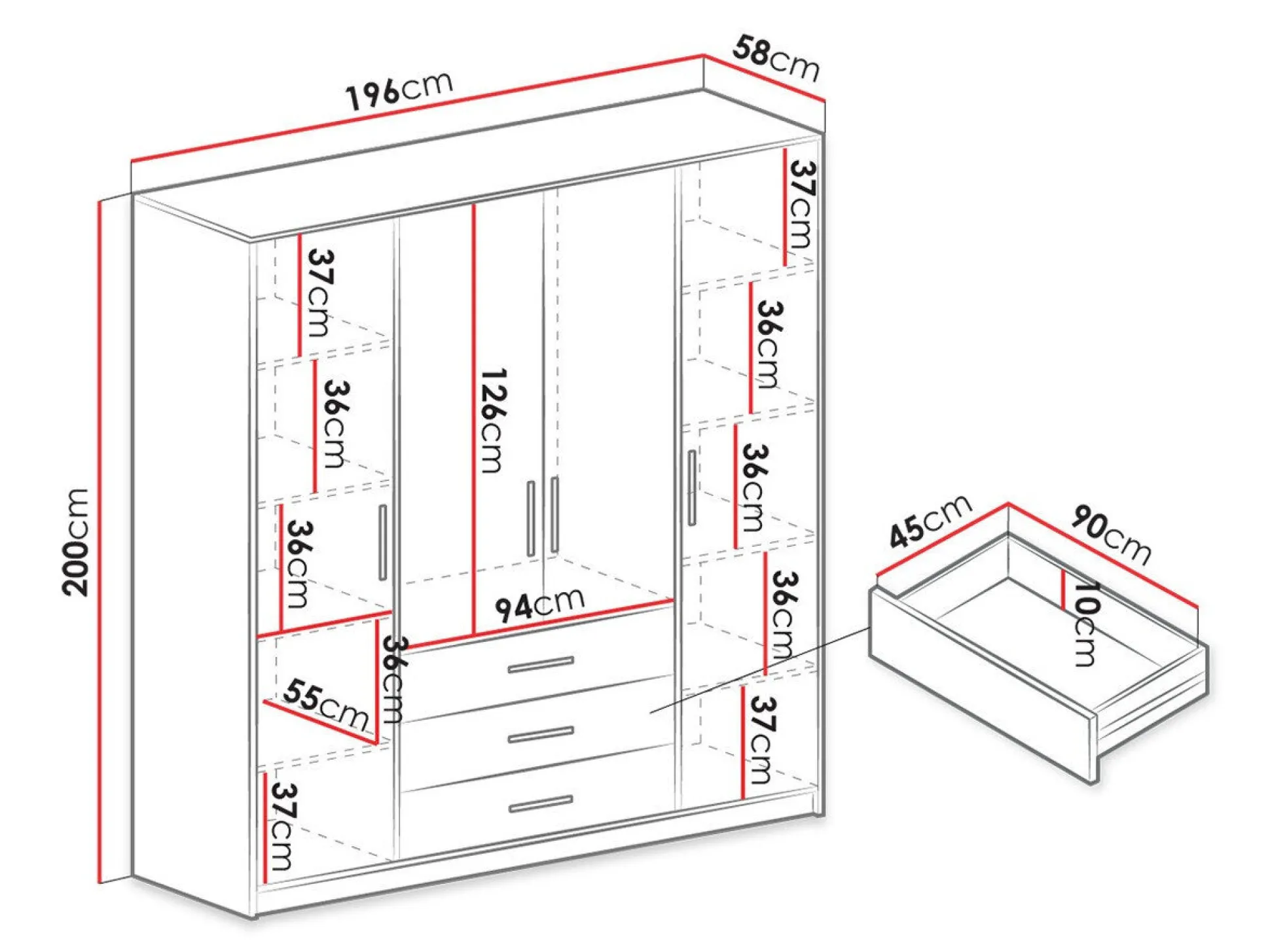 Garderobeskab Rosa I (Lilla)