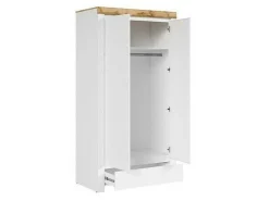 Garderobeskab Sonsoru 110 (Hvid + Glansfuld hvid + Wotan eg)