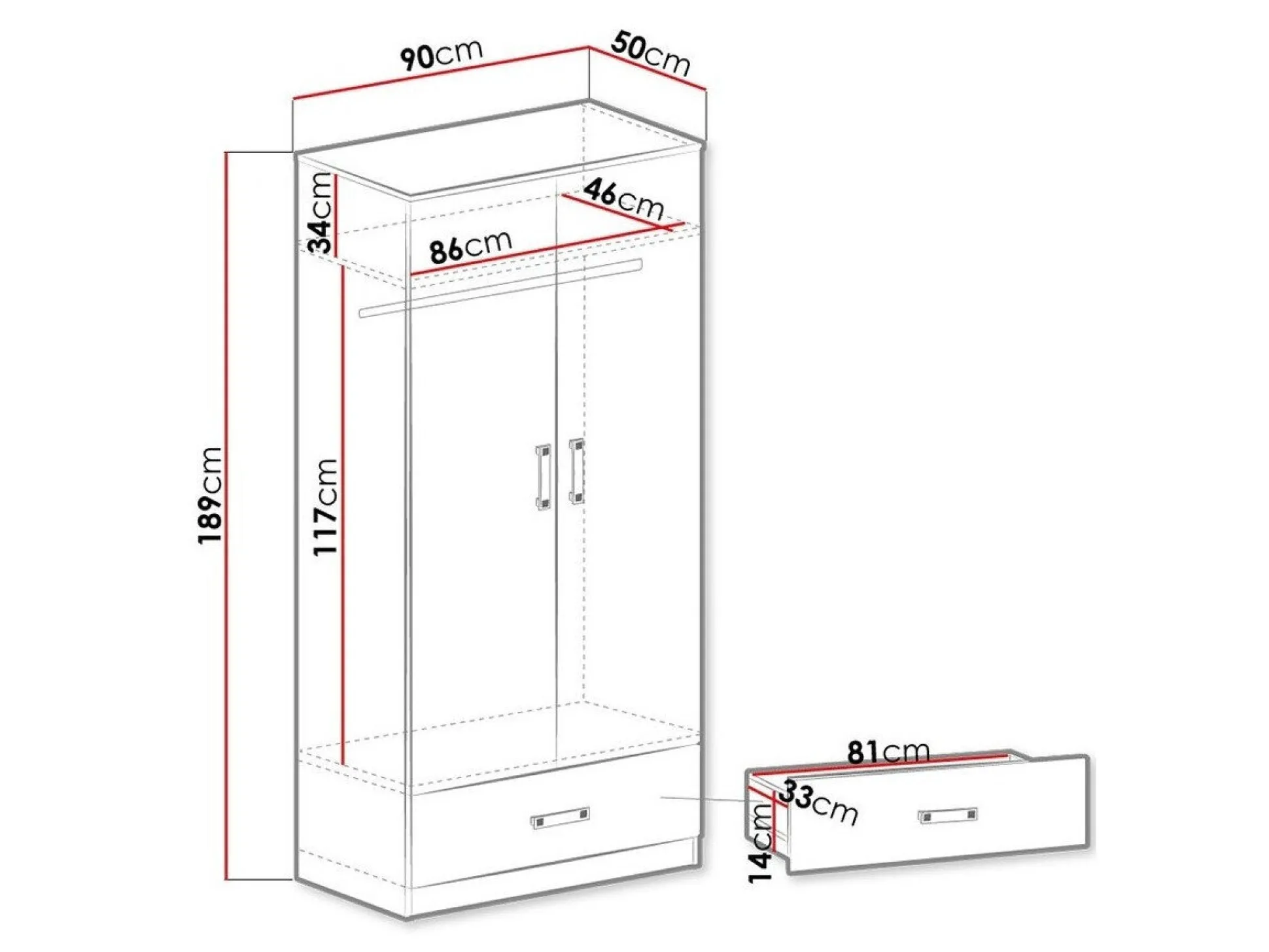 Garderobeskab Sorviru 103 (Hvid + Turkis)