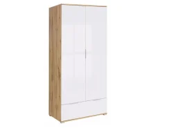Garderobeskab Tivetra 111 (Wotan eg + Glansfuld hvid)