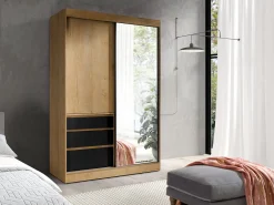 Garderobeskab Toledo 115 (Lefkas eg + Mat sort)