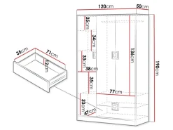Garderobeskab Tolfere 103 (Lys eg + Hvid)