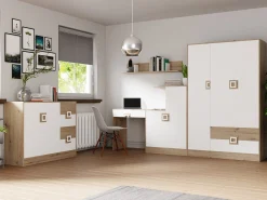 Garderobeskab Tolfere 103 (Lys eg + Hvid)