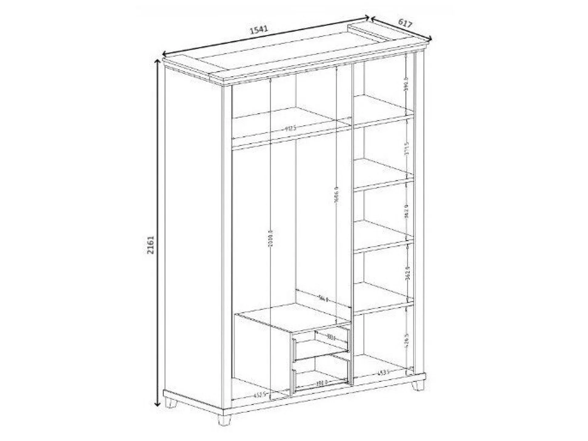 Garderobeskab Tolnue 114 (Mørkegrøn + Lefkas eg)