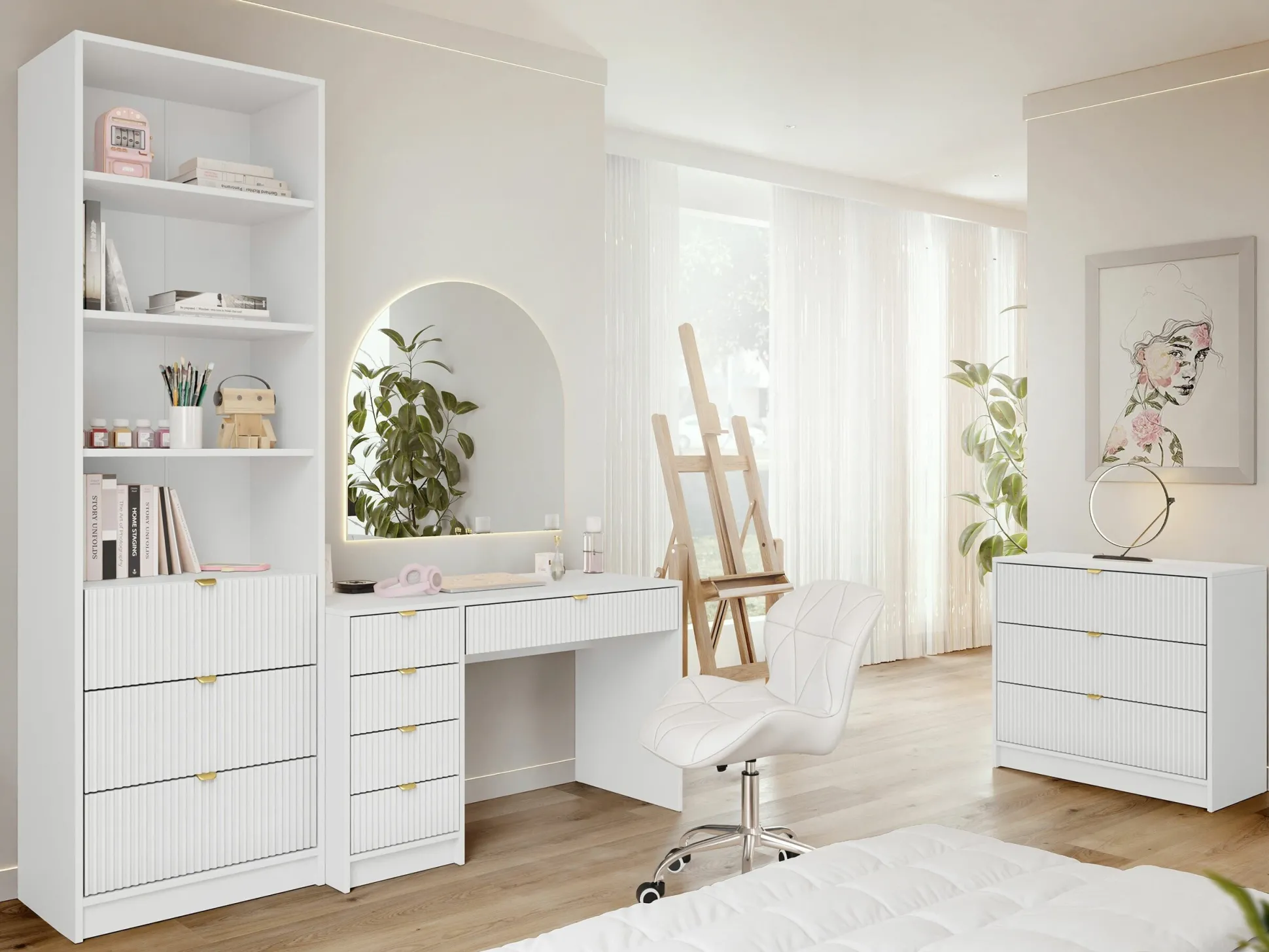 Hjemmekontorsæt Comfivo Papilio V (Hvid)