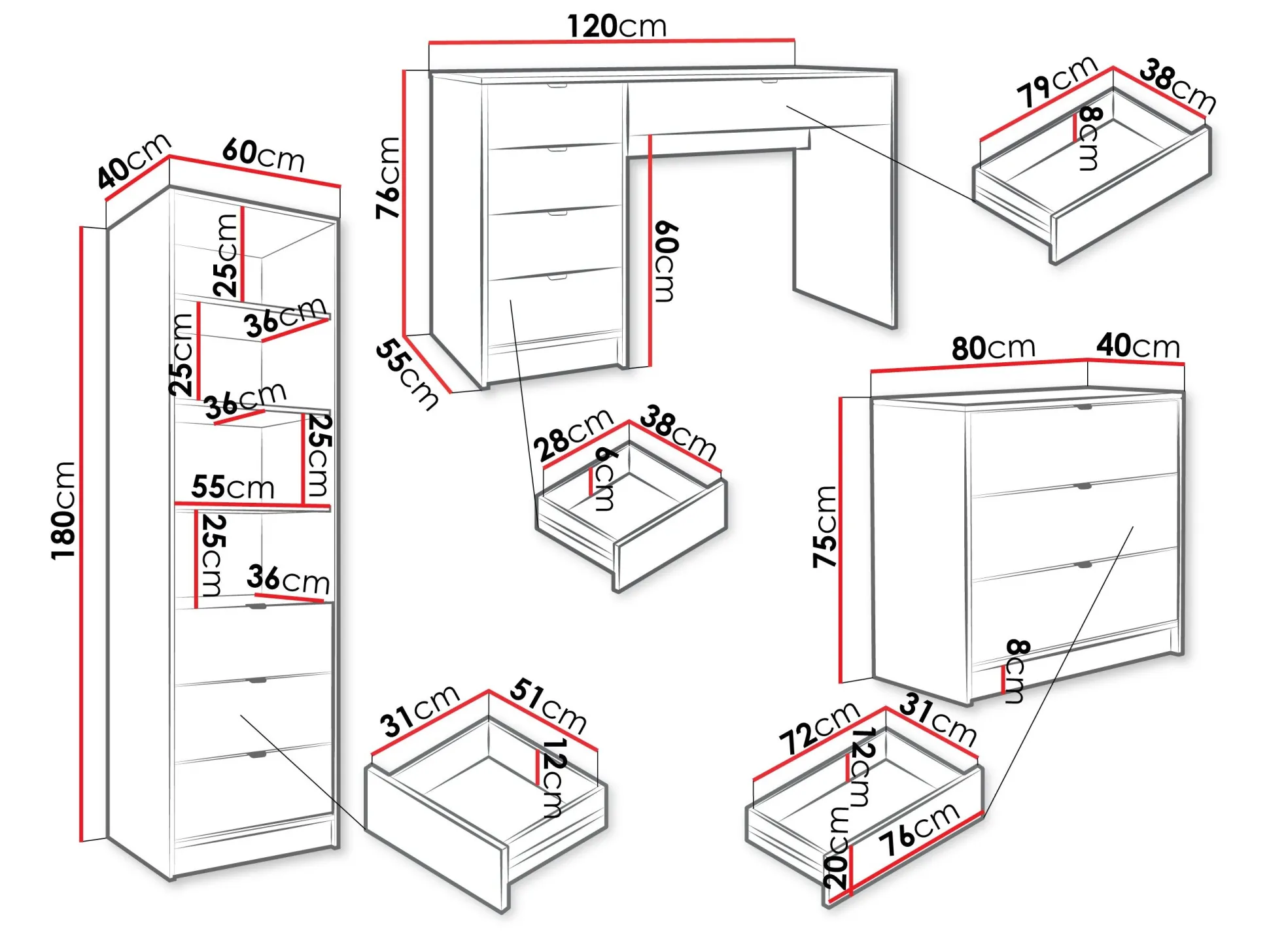 Hjemmekontorsæt Comfivo Papilio V (Hvid)