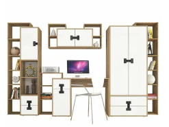 Hjemmekontorsæt Florevi 104 (Mat hvid + Artisan eg)