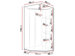 Hjørnegarderob Camteso 100 (Hvid + Egetræ + Turkis)