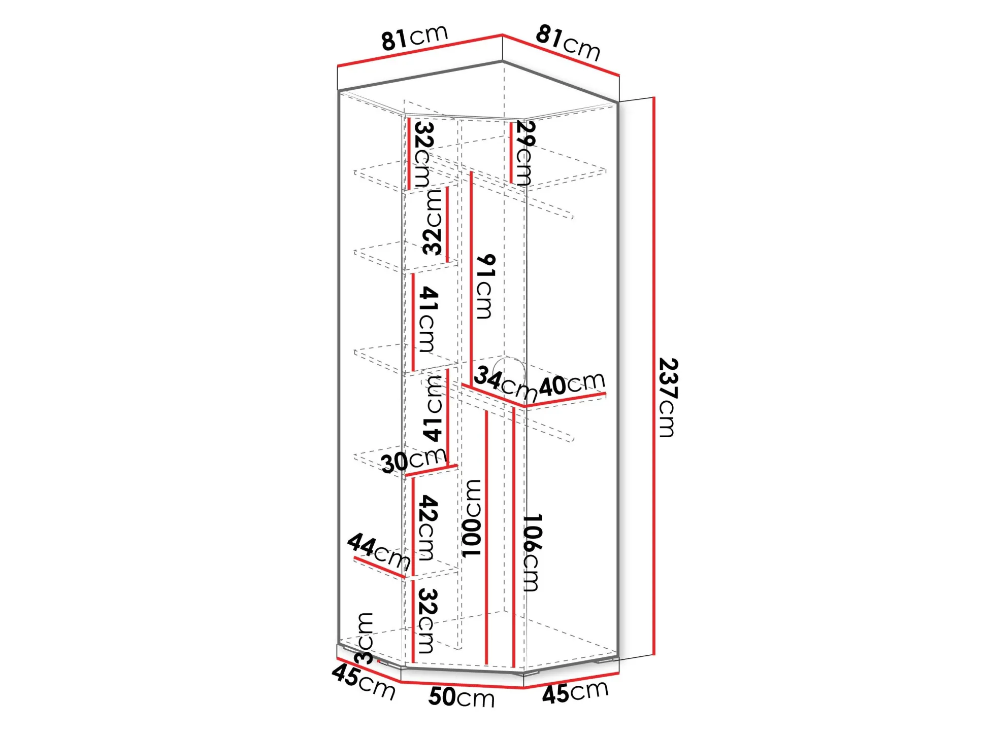 Hjørnegarderob Hartford 568 (Hvid)