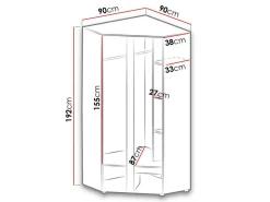 Hjørnegarderob Levtala 102 (Antracit + Hvid)