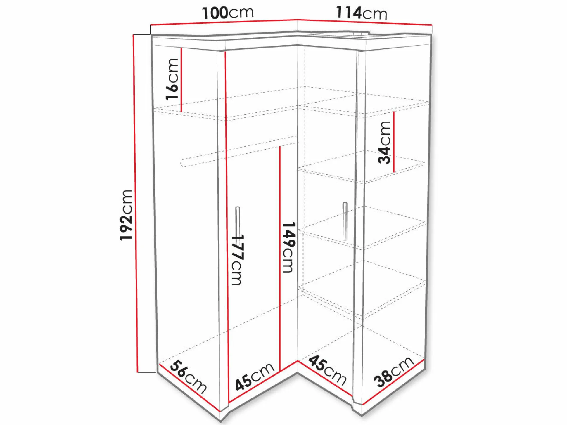 Hjørnegarderob Lorelie 119 (Trøffel egetræ)