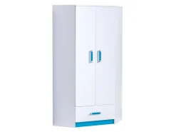 Hjørnegarderob Lorlare 112 (Hvid + Turkis)