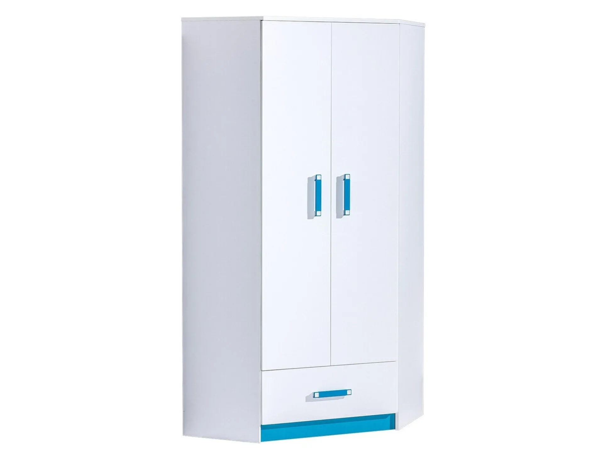 Hjørnegarderob Lorlare 112 (Hvid + Turkis)
