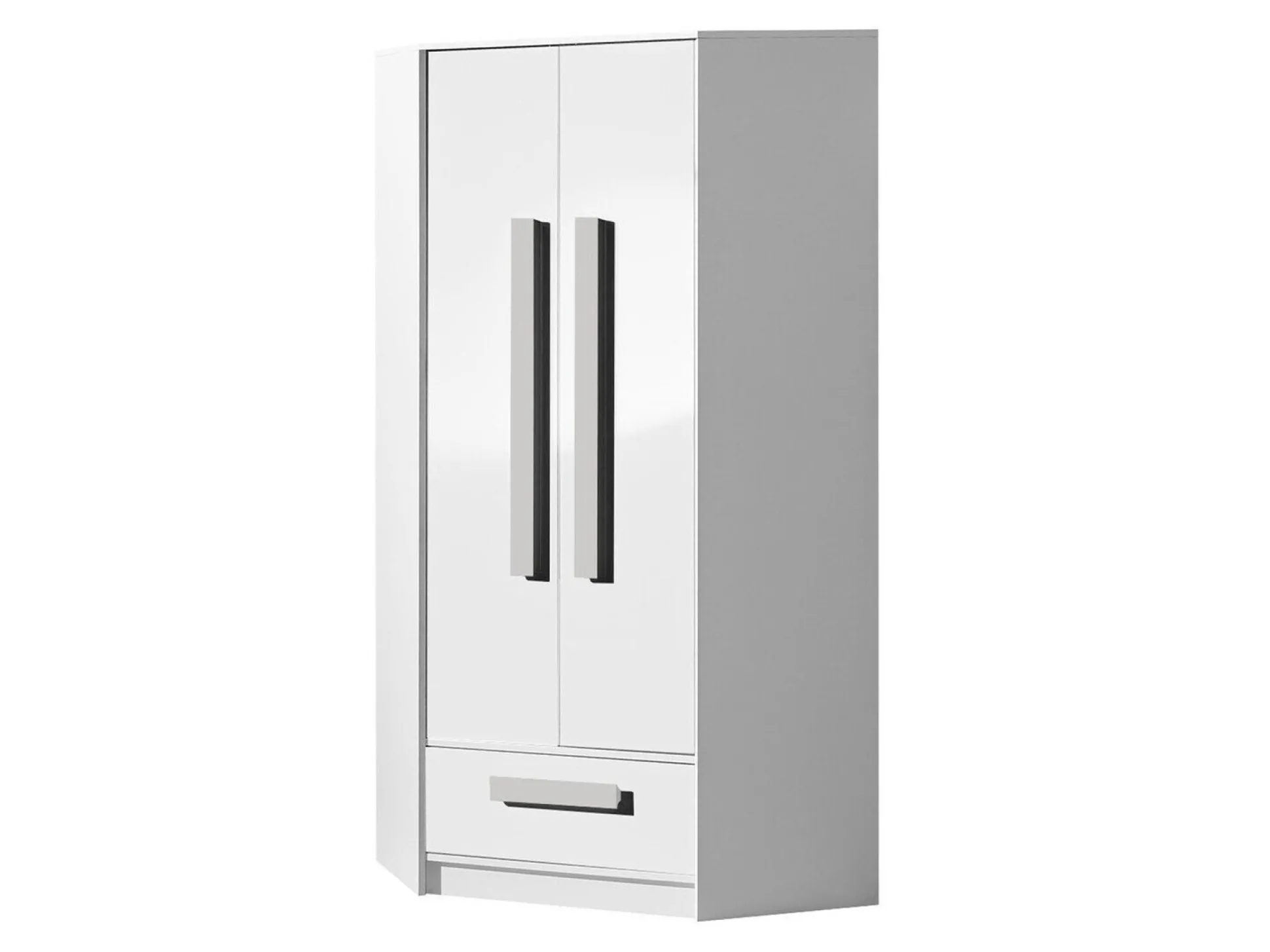 Hjørnegarderob Merevari 103 (Hvid + Glansfuld hvid + Grå)