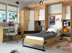 Hjørnegarderob Mirelbu 101 (Artisan eg + Hvid + Sort)