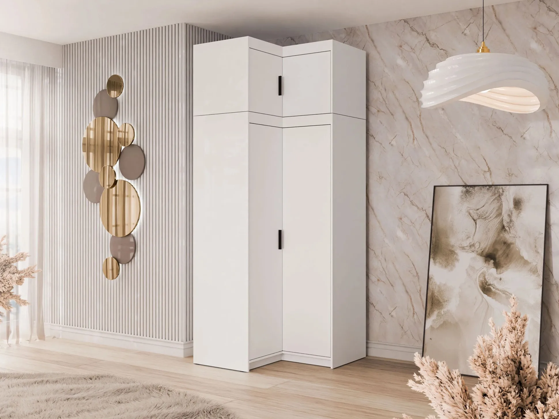 Hjørnegarderob Novduni 121 (Hvid)