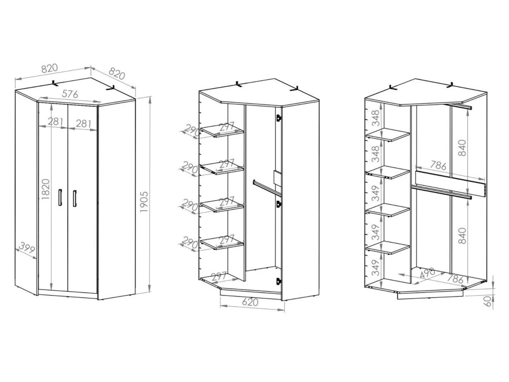 Hjørnegarderob Nucavu 110