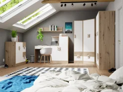 Hjørnegarderob Tolfere 102 (Lys eg + Hvid)