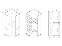 Hjørnegarderob Tortoli 100 (Lyserød)