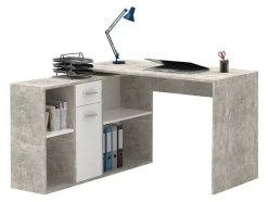 Hjørneskrivebord Bristol 122 (Beton + Hvid)