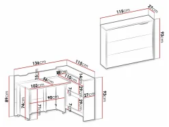 Hjørneskrivebord Concept Pro Lenart Levfere 101 (Hvid)