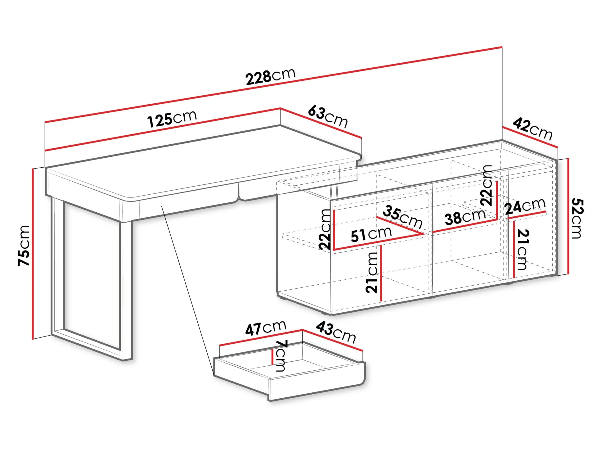 Hjørneskrivebord Fiosono 110 (Beige + Lys eg)