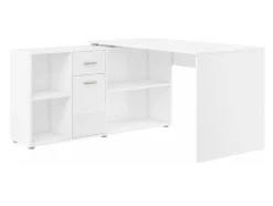 Hjørneskrivebord Gilroy 113 (Hvid + Glansfuld hvid)