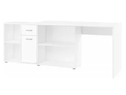 Hjørneskrivebord Gilroy 113 (Hvid + Glansfuld hvid)