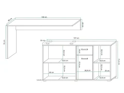 Hjørneskrivebord Gilroy 113 (Hvid + Glansfuld hvid)