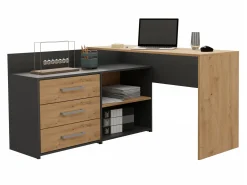Hjørneskrivebord Mandeville 131 (Antracit + Artisan eg)