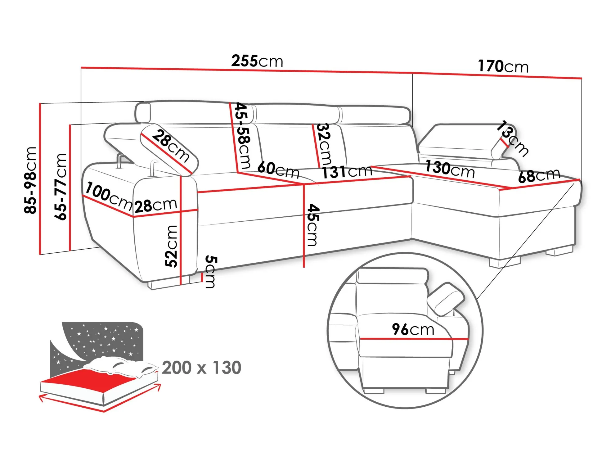 Hjørnesofa Columbus 252 (Lumo 65)