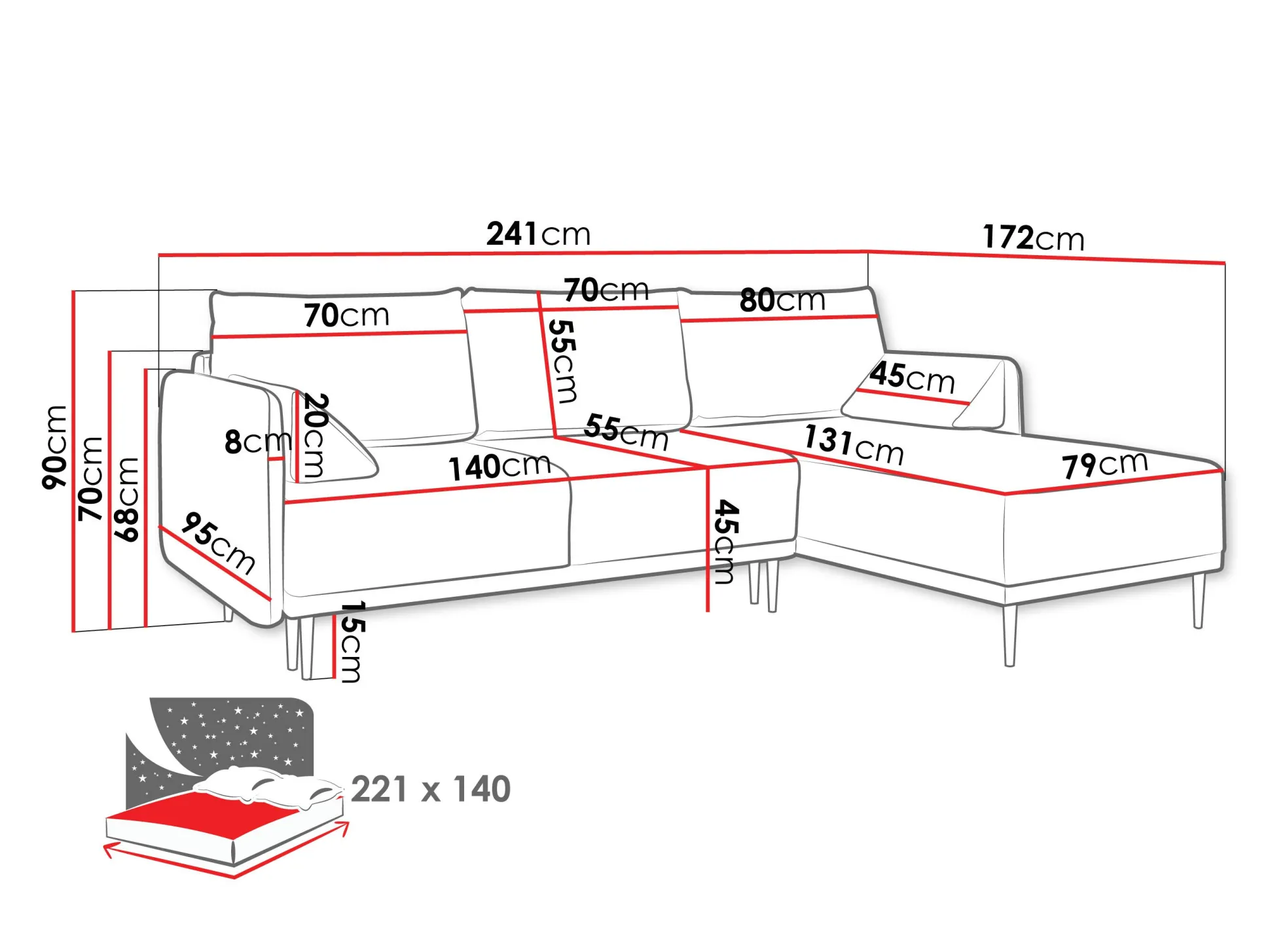 Hjørnesofa ComfiDream Clarora (Sicuro 10)