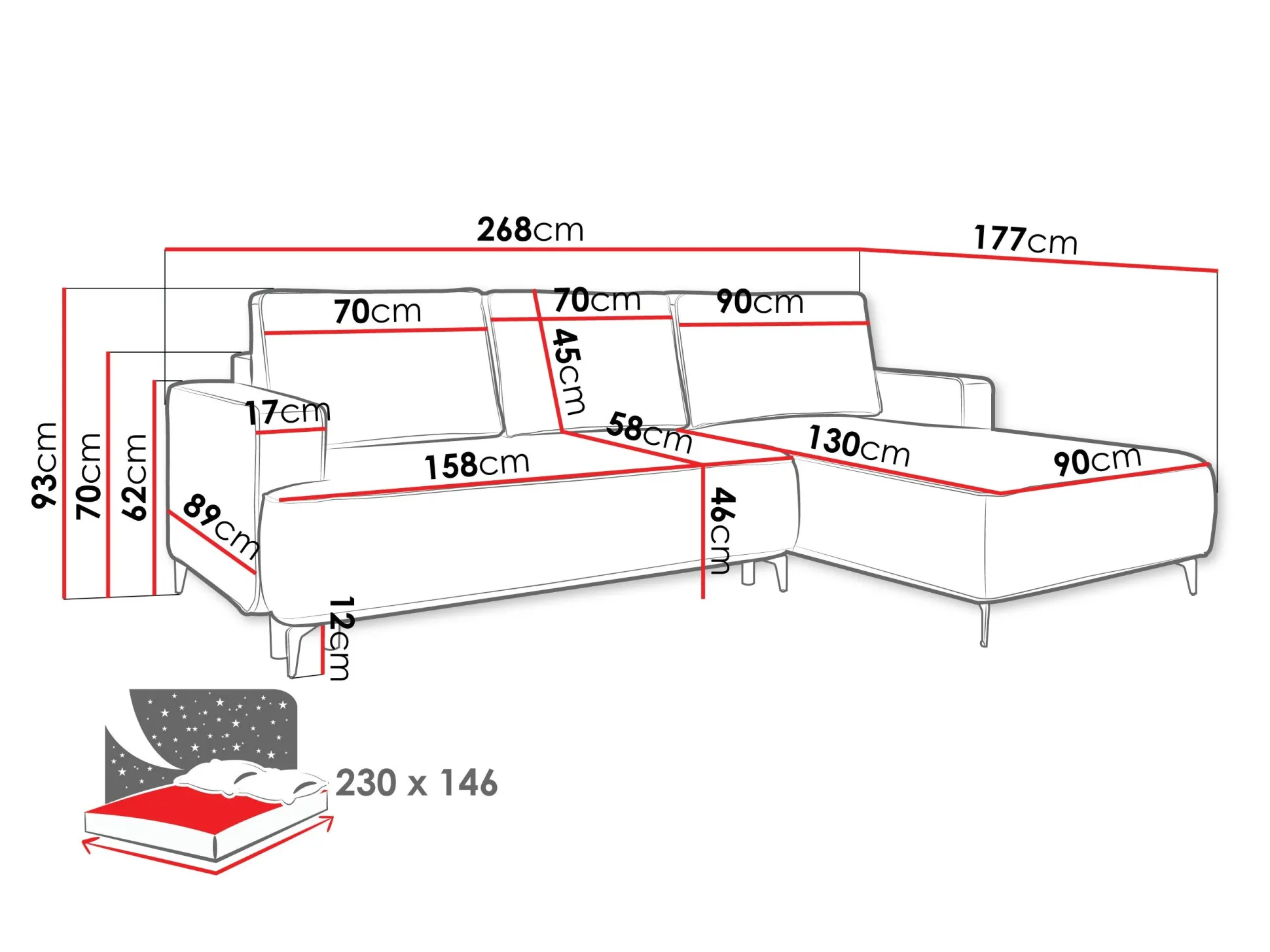 Hjørnesofa ComfiDream Lyraion (Castel 15)