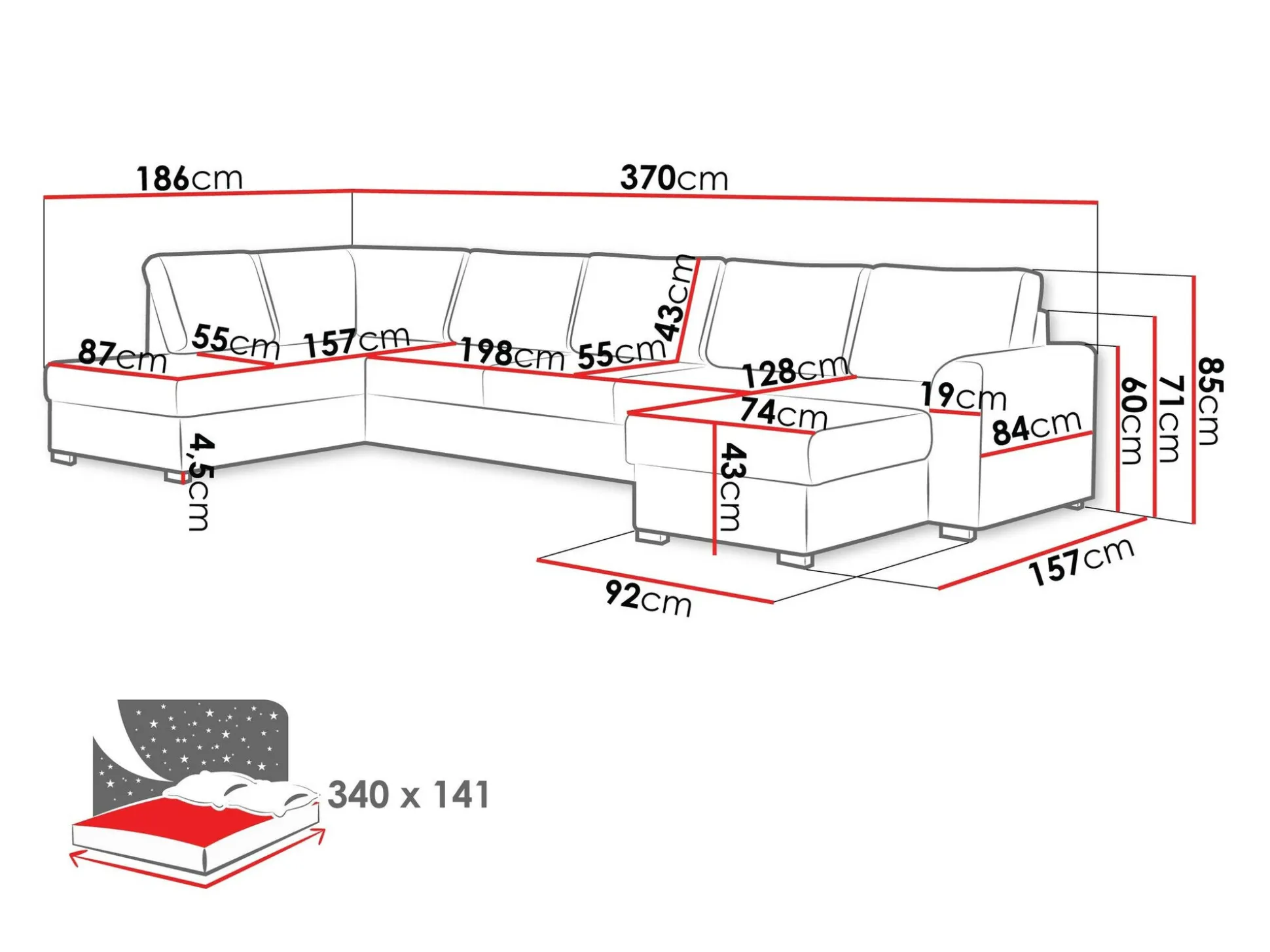Hjørnesofa Comfivo Flumen I (Soft 017 + Lux 06)