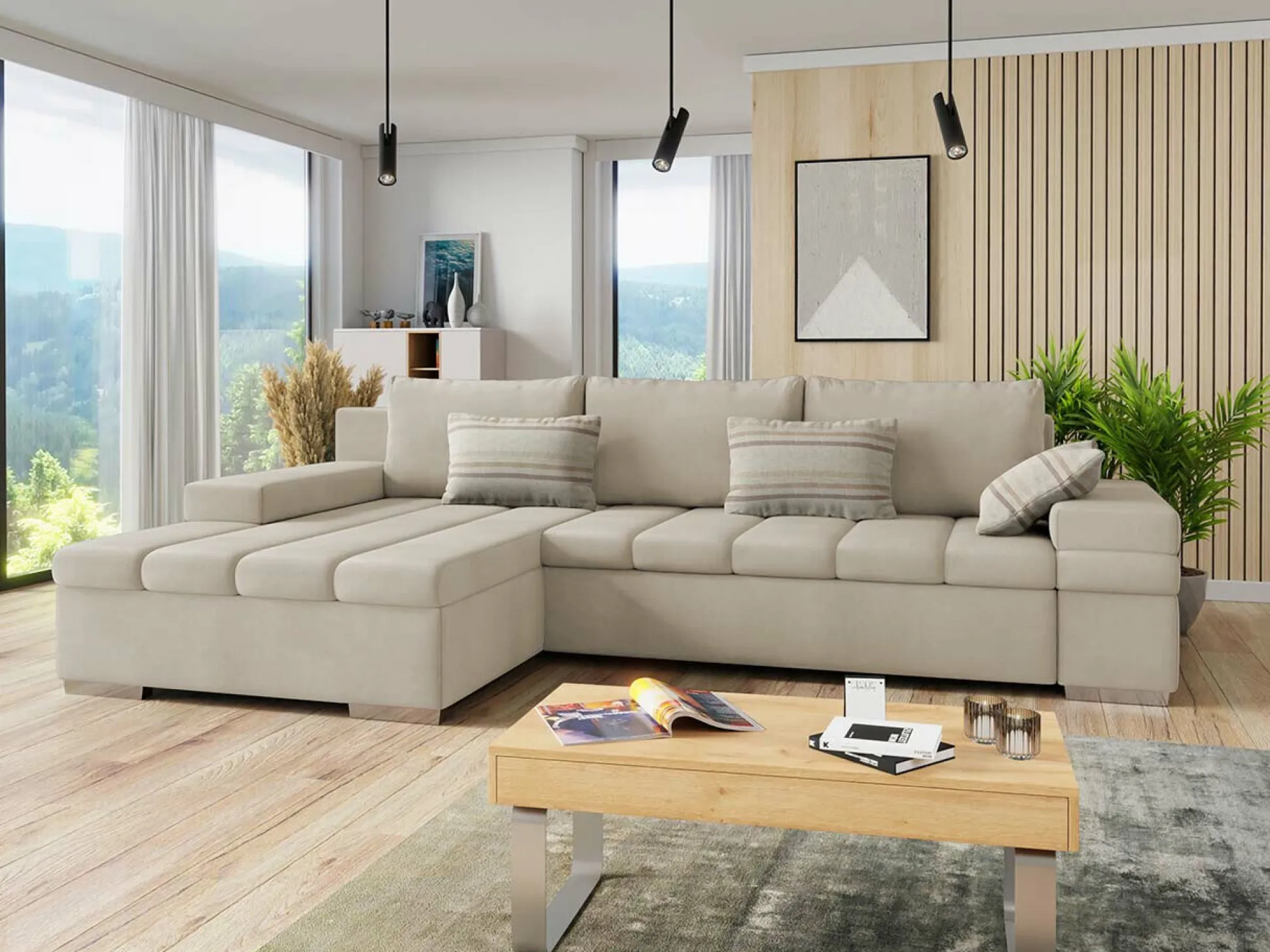 Hjørnesofa Comfivo Olivetum (Uttario Velvet + Senegal 825)