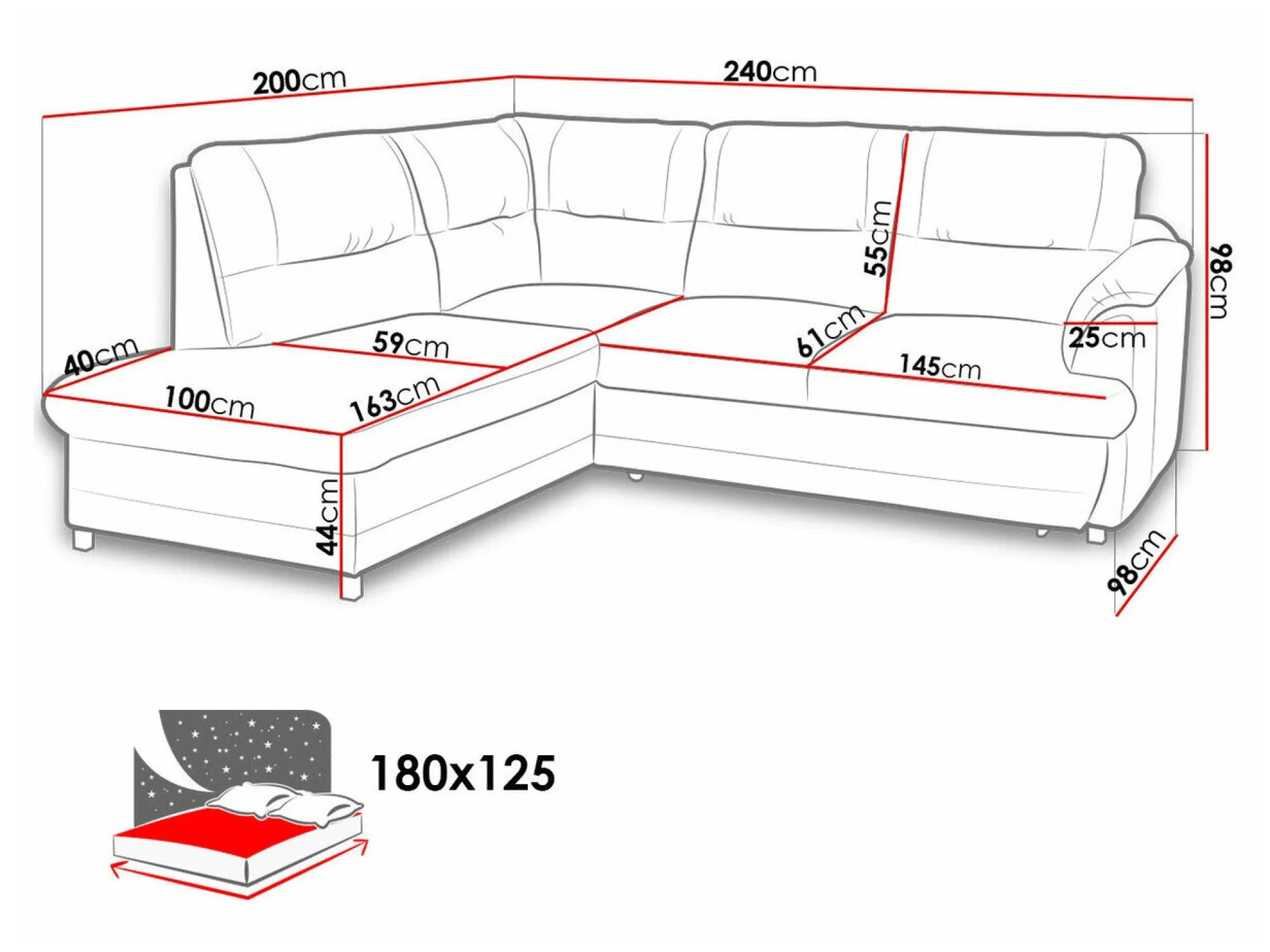Hjørnesofa Lincoln 170 (Zetta 291)