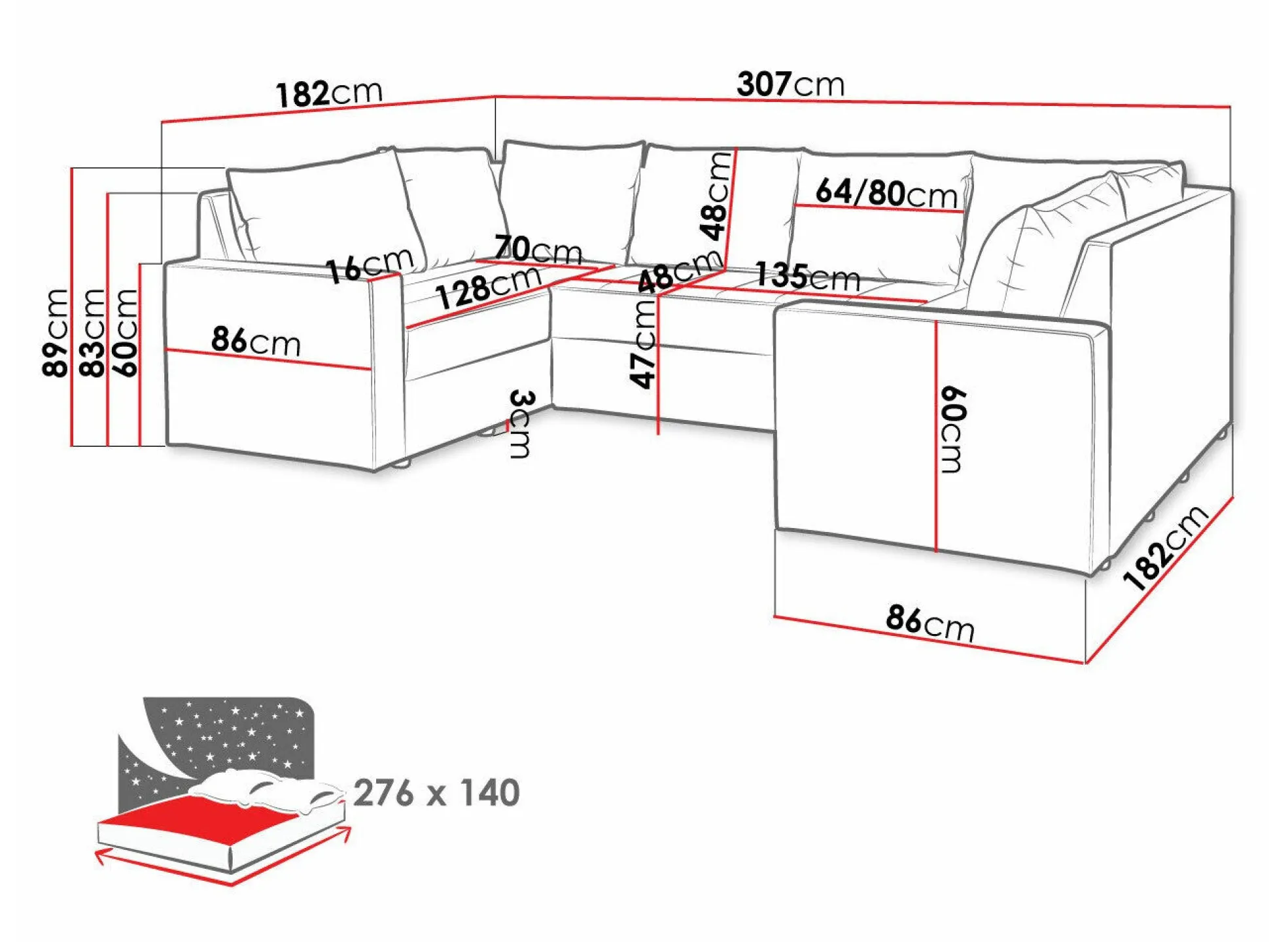 Hjørnesofa Providence 145 (Loca 21)