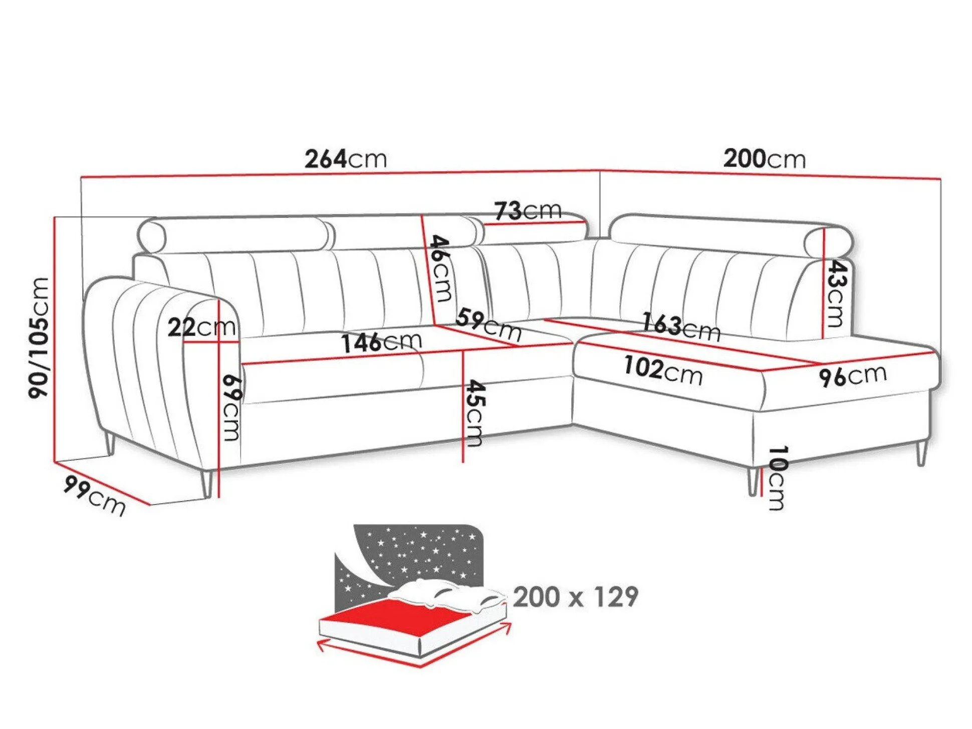 Hjørnesofa Temple 125 (Kronos 01)